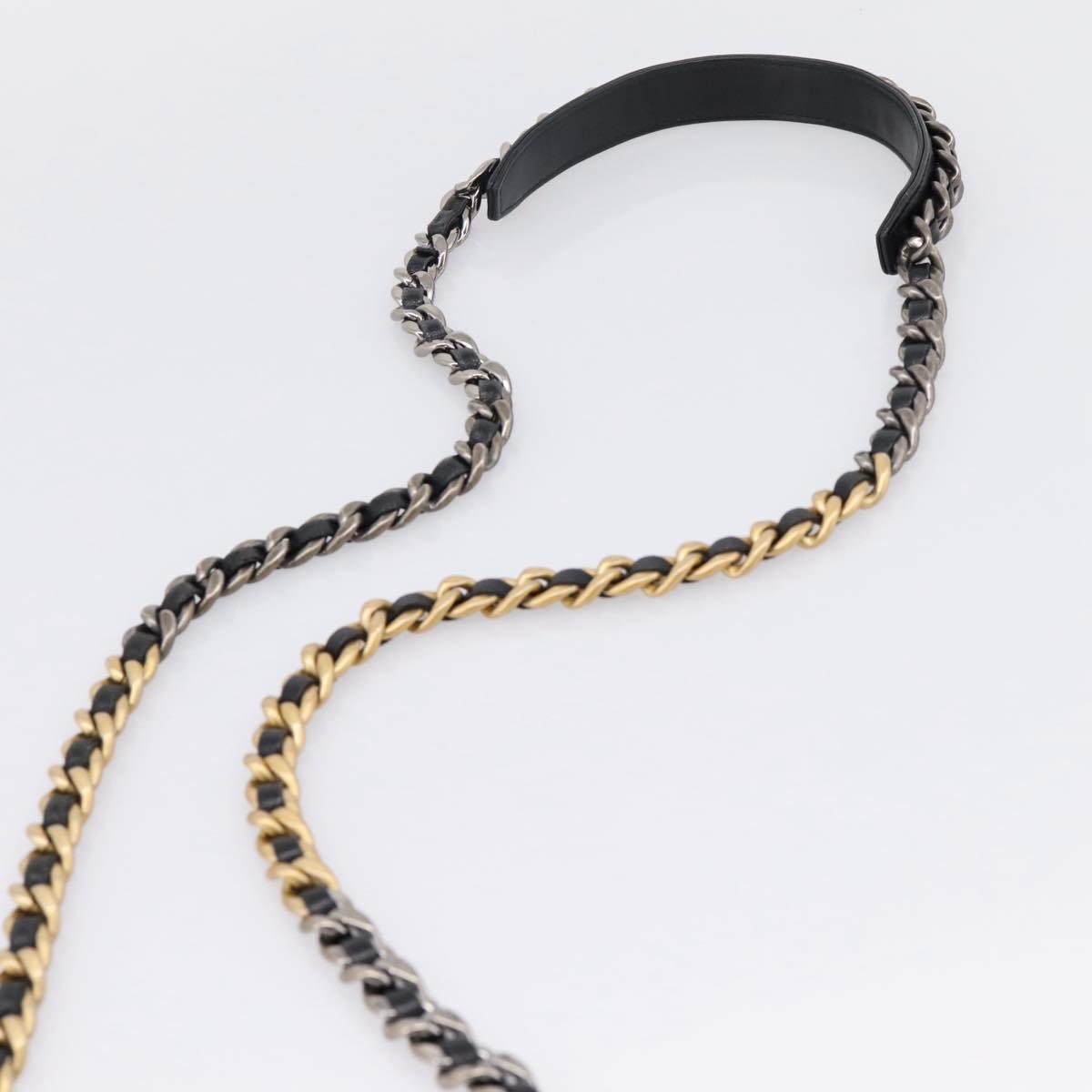 CHANEL Matelasse19 Chain Shoulder Bag Leather 2way Black Gold CC Auth 209912M
