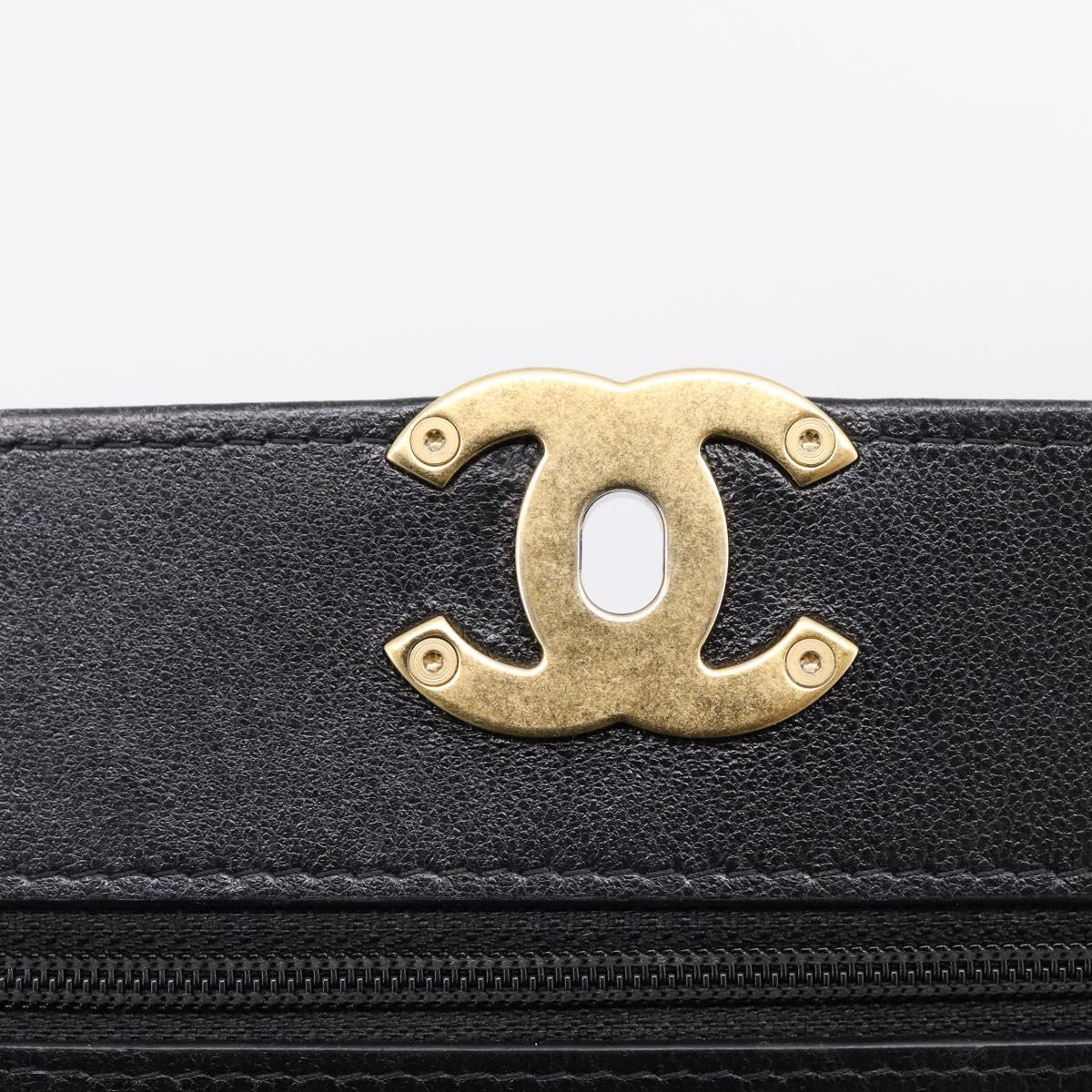 CHANEL Matelasse19 Chain Shoulder Bag Leather 2way Black Gold CC Auth 209912M