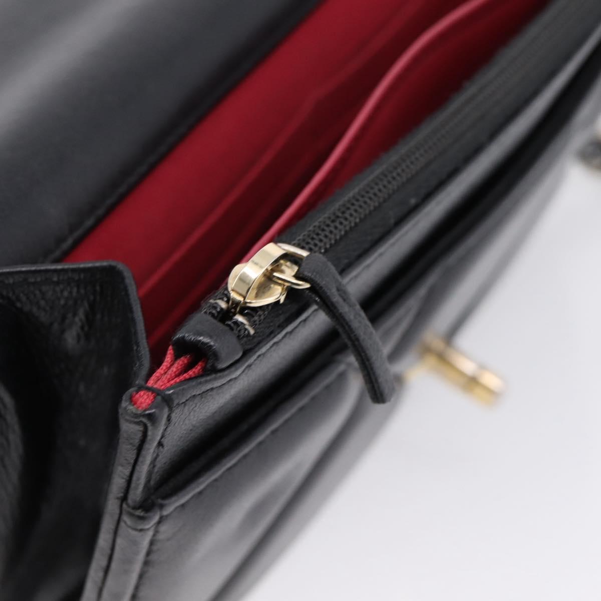 CHANEL Matelasse19 Chain Shoulder Bag Leather 2way Black Gold CC Auth 209912M