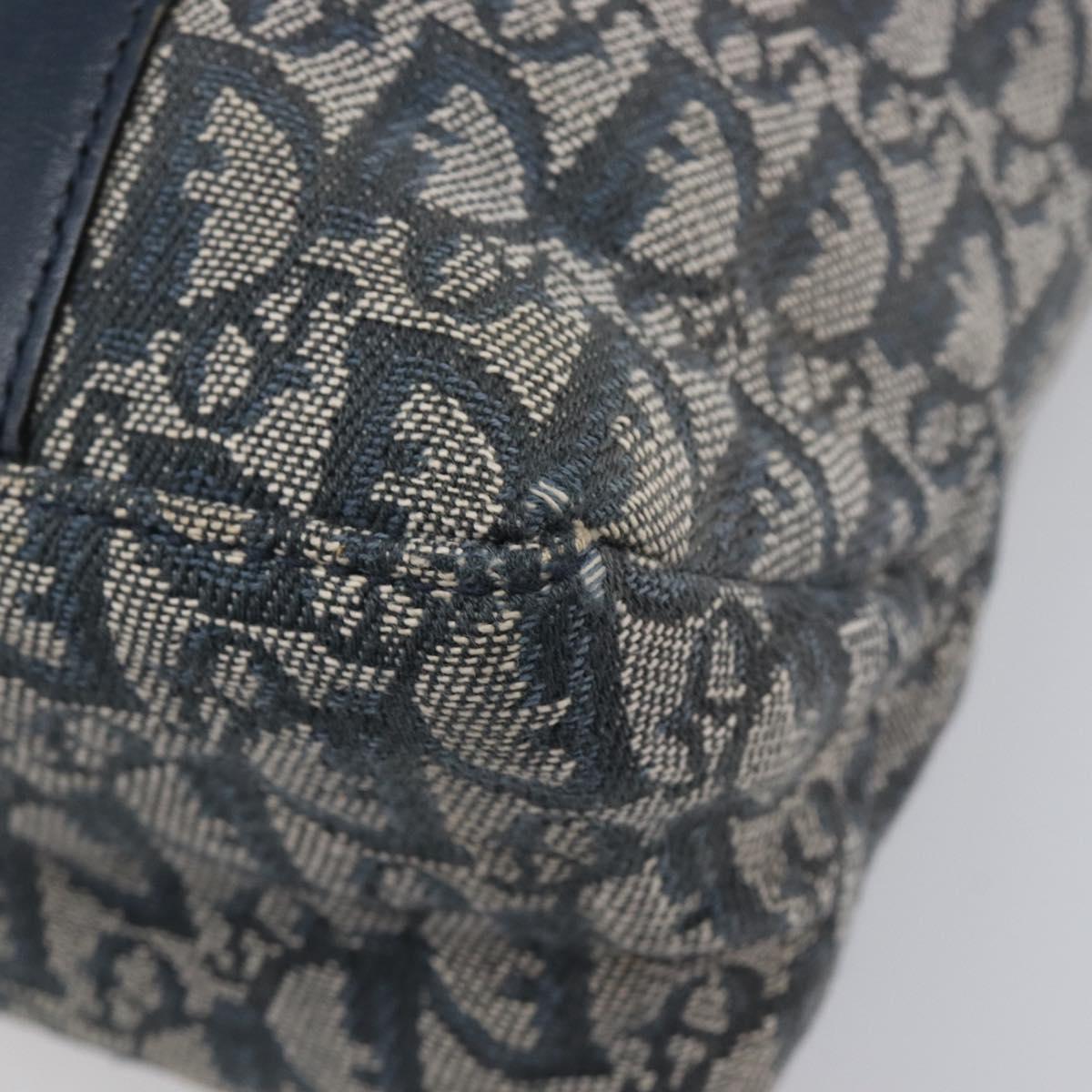 Christian Dior Trotter Canvas Tote Bag Navy Gold Auth 209916