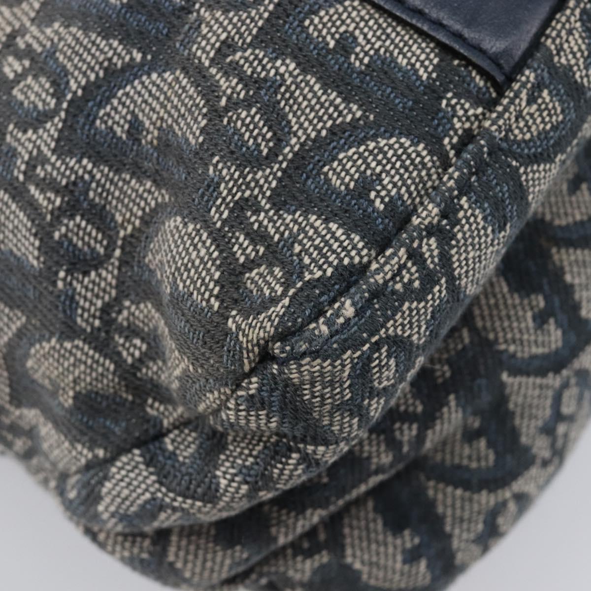 Christian Dior Trotter Canvas Tote Bag Navy Gold Auth 209916