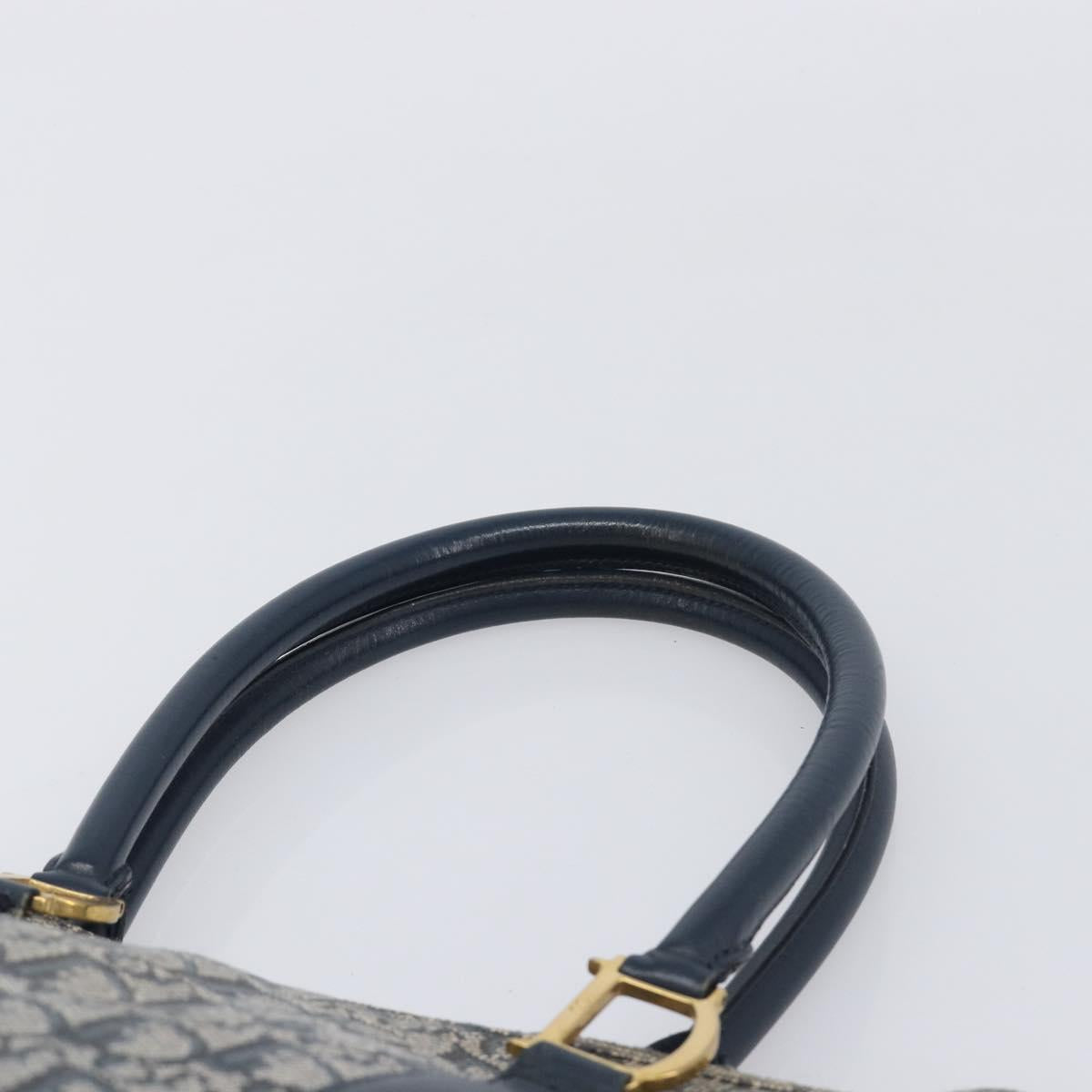 Christian Dior Trotter Canvas Tote Bag Navy Gold Auth 209916