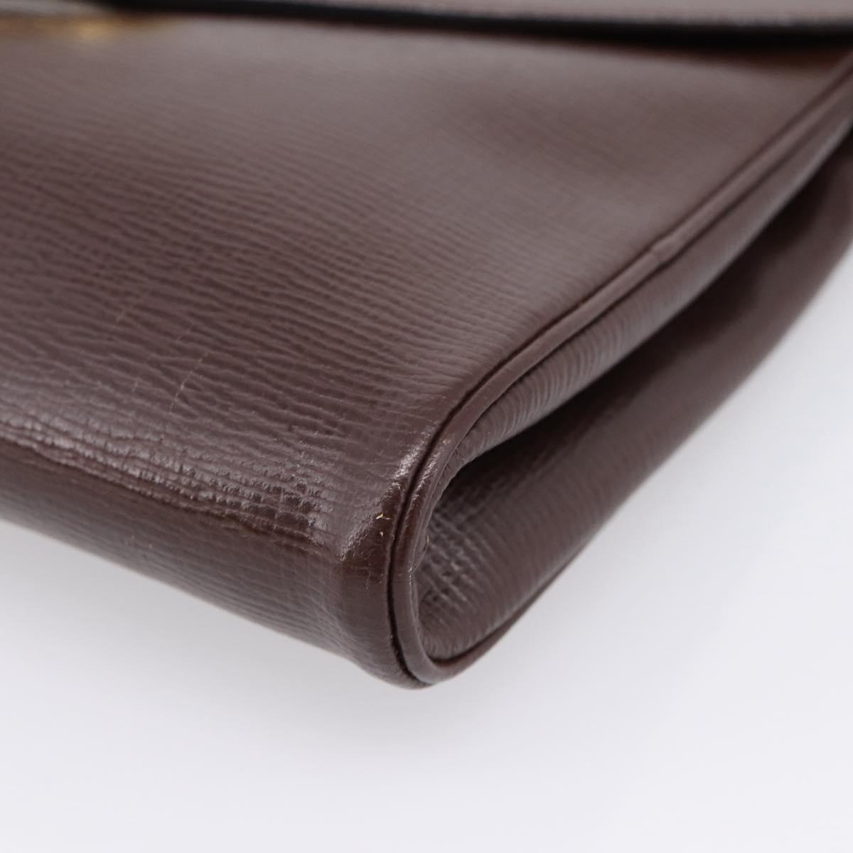 CELINE Circle Shoulder Bag Leather Brown Gold Auth 209917V