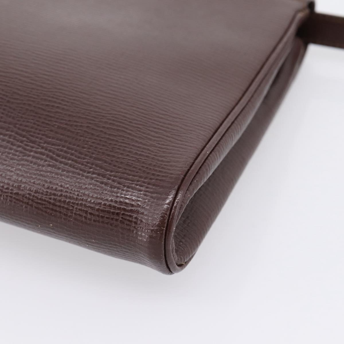 CELINE Circle Shoulder Bag Leather Brown Gold Auth 209917V