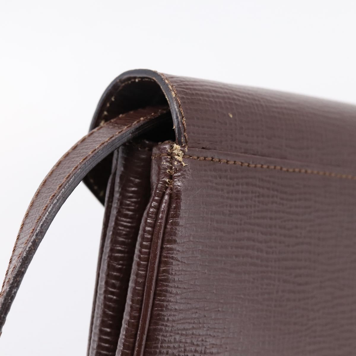 CELINE Circle Shoulder Bag Leather Brown Gold Auth 209917V