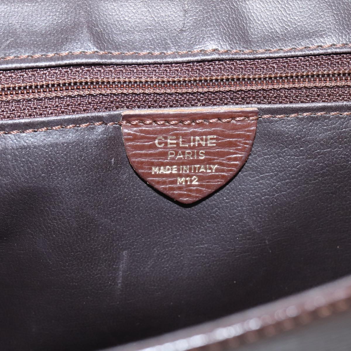 CELINE Circle Shoulder Bag Leather Brown Gold Auth 209917V