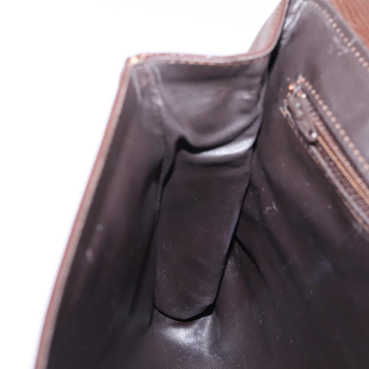 CELINE Circle Shoulder Bag Leather Brown Gold Auth 209917V