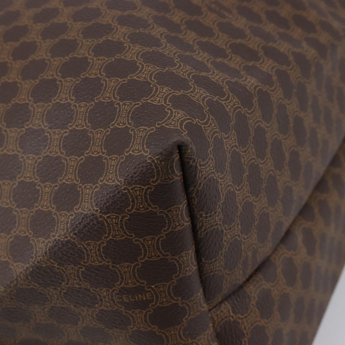 CELINE Macadam Canvas Tote Bag PVC Leather Brown Gold Auth 209918