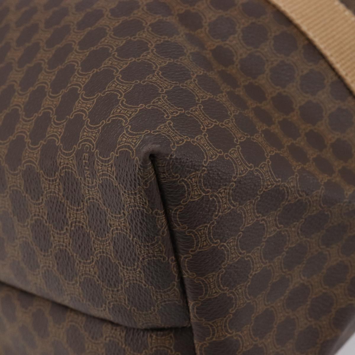 CELINE Macadam Canvas Tote Bag PVC Leather Brown Gold Auth 209918