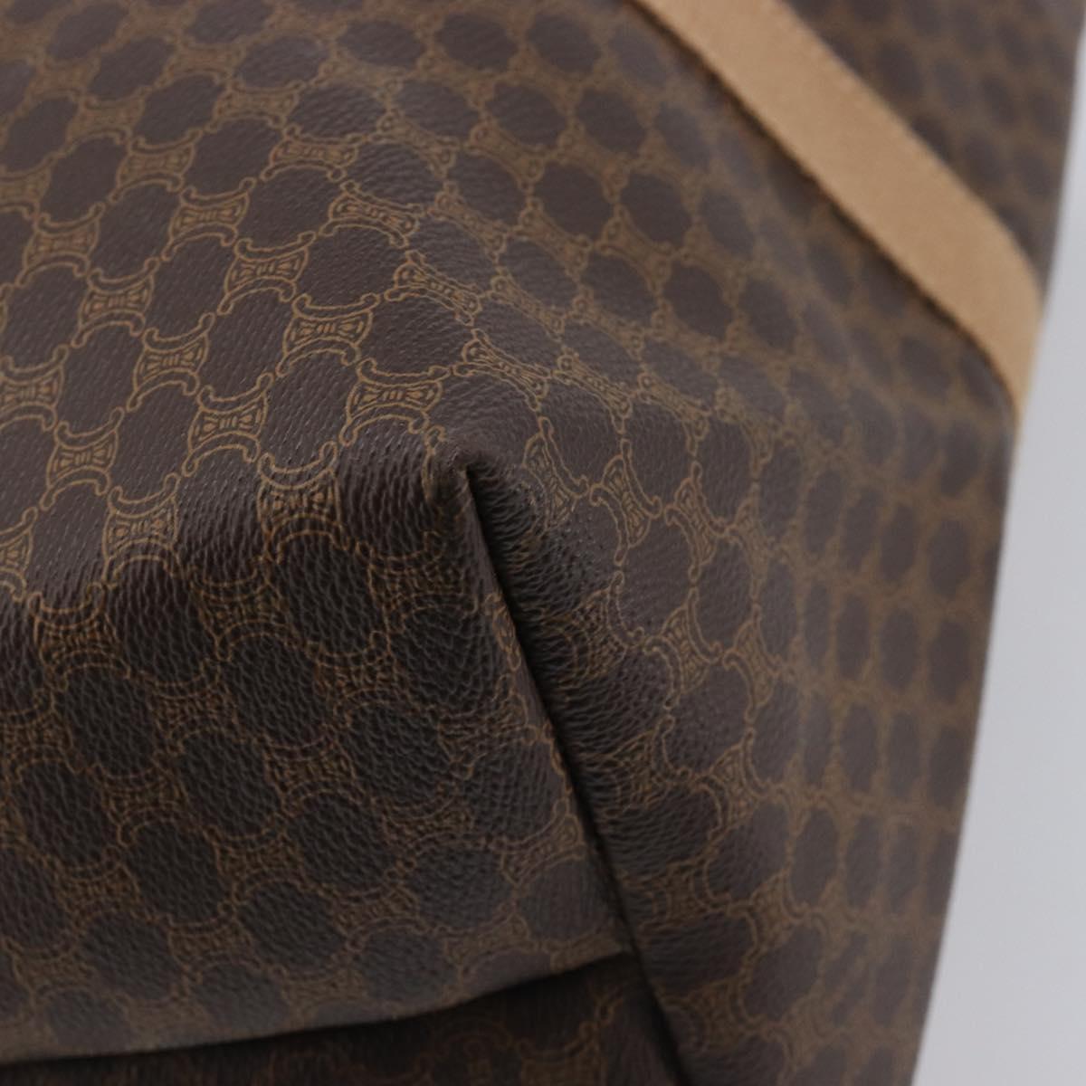 CELINE Macadam Canvas Tote Bag PVC Leather Brown Gold Auth 209918