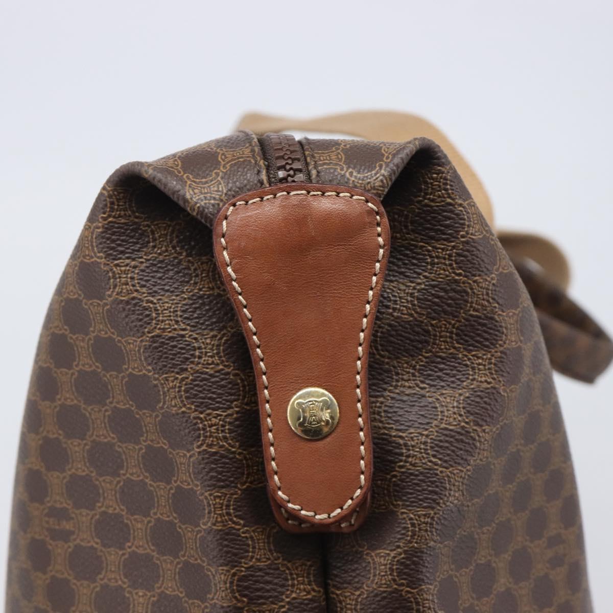 CELINE Macadam Canvas Tote Bag PVC Leather Brown Gold Auth 209918