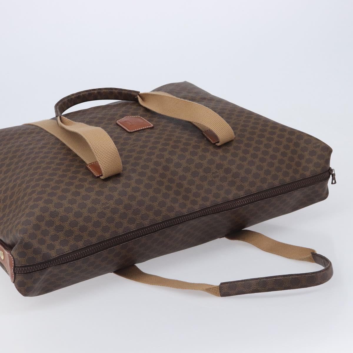 CELINE Macadam Canvas Tote Bag PVC Leather Brown Gold Auth 209918