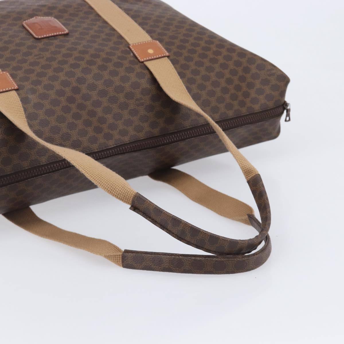 CELINE Macadam Canvas Tote Bag PVC Leather Brown Gold Auth 209918