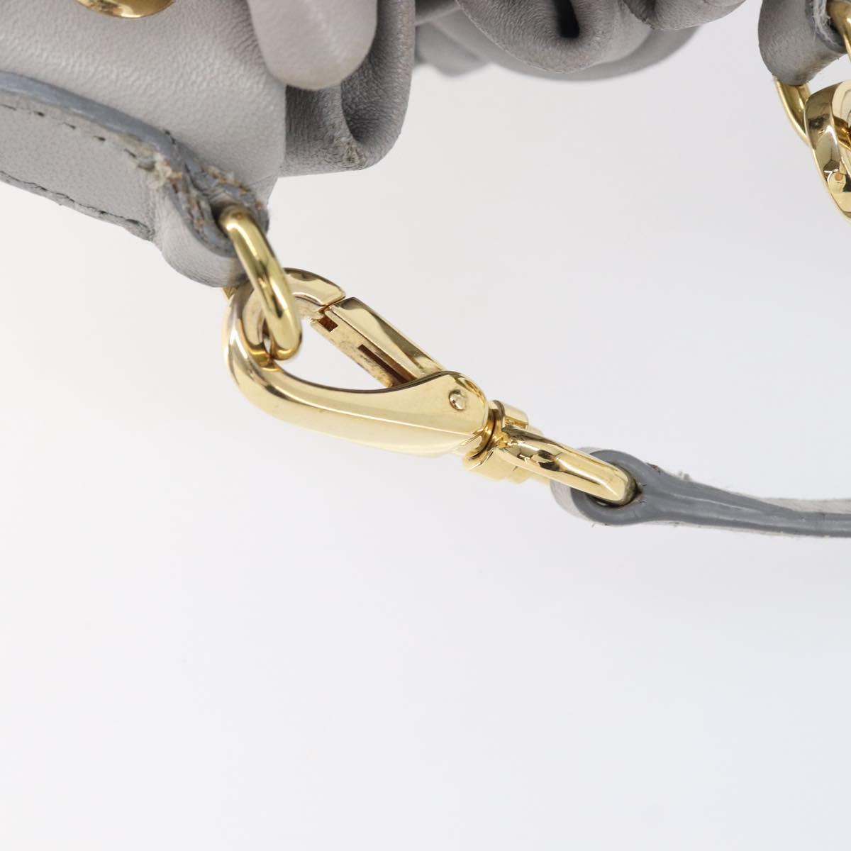 Miu Miu Matelasse Shoulder Bag Leather Gray Gold Auth 209919V