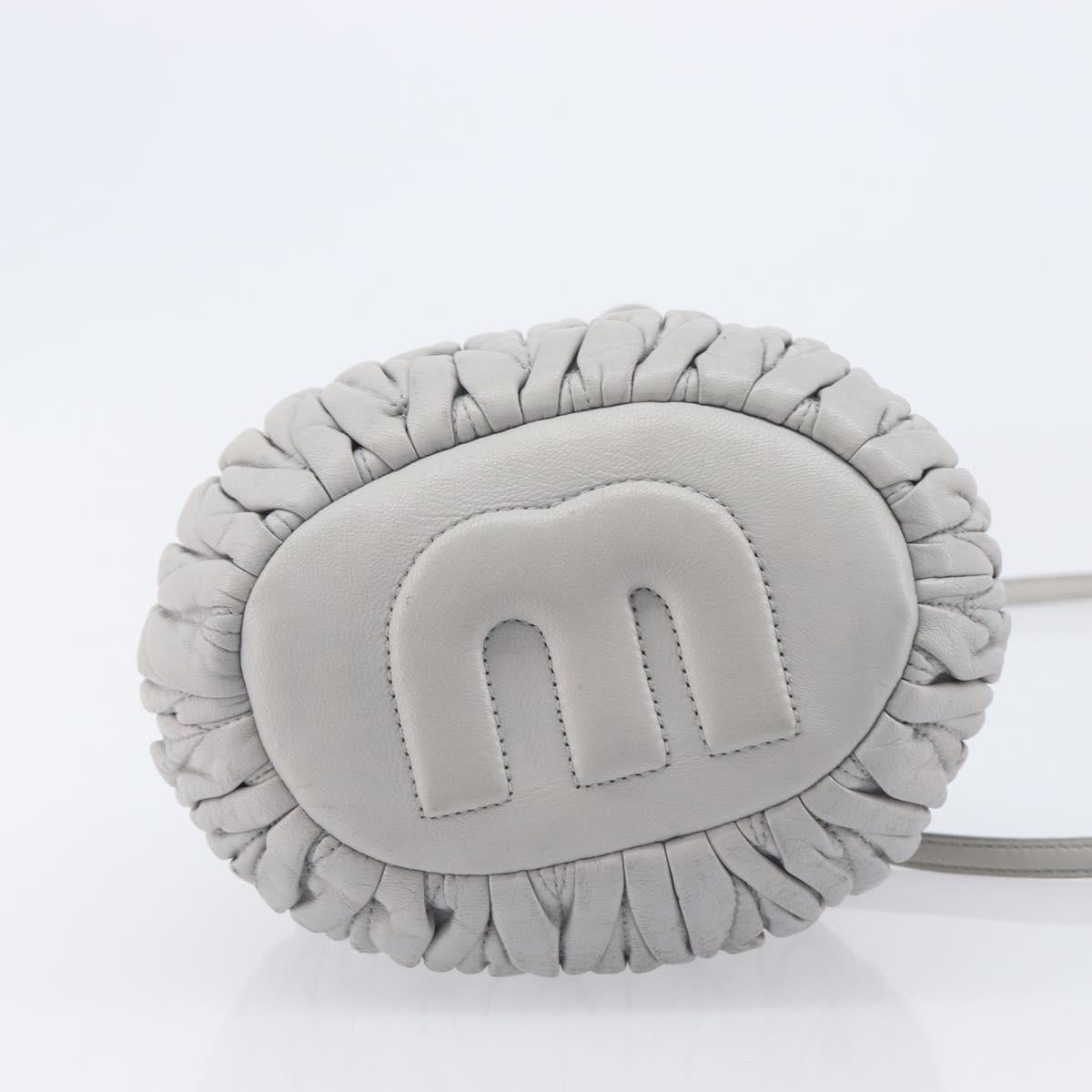 Miu Miu Matelasse Shoulder Bag Leather Gray Gold Auth 209919V