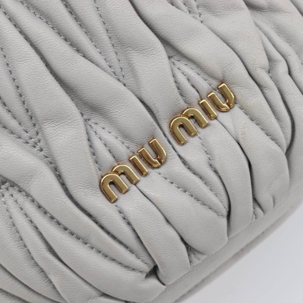 Miu Miu Matelasse Shoulder Bag Leather Gray Gold Auth 209919V