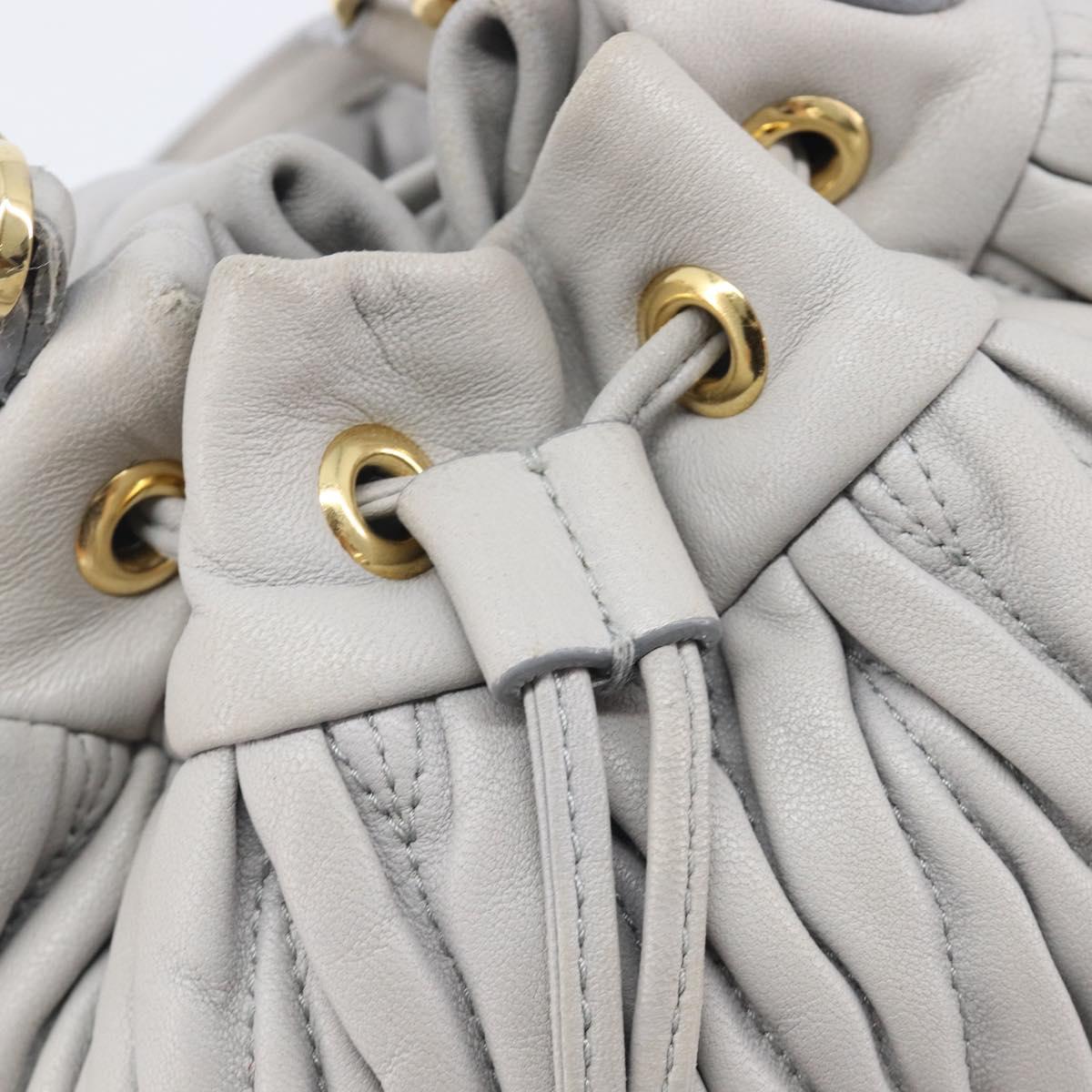 Miu Miu Matelasse Shoulder Bag Leather Gray Gold Auth 209919V