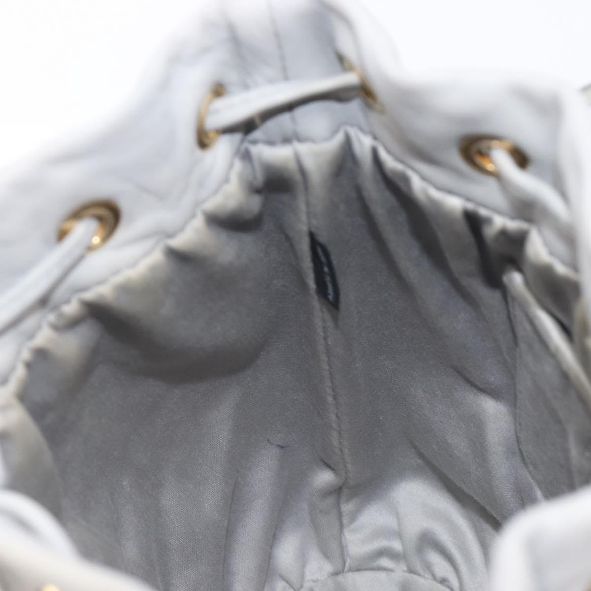 Miu Miu Matelasse Shoulder Bag Leather Gray Gold Auth 209919V