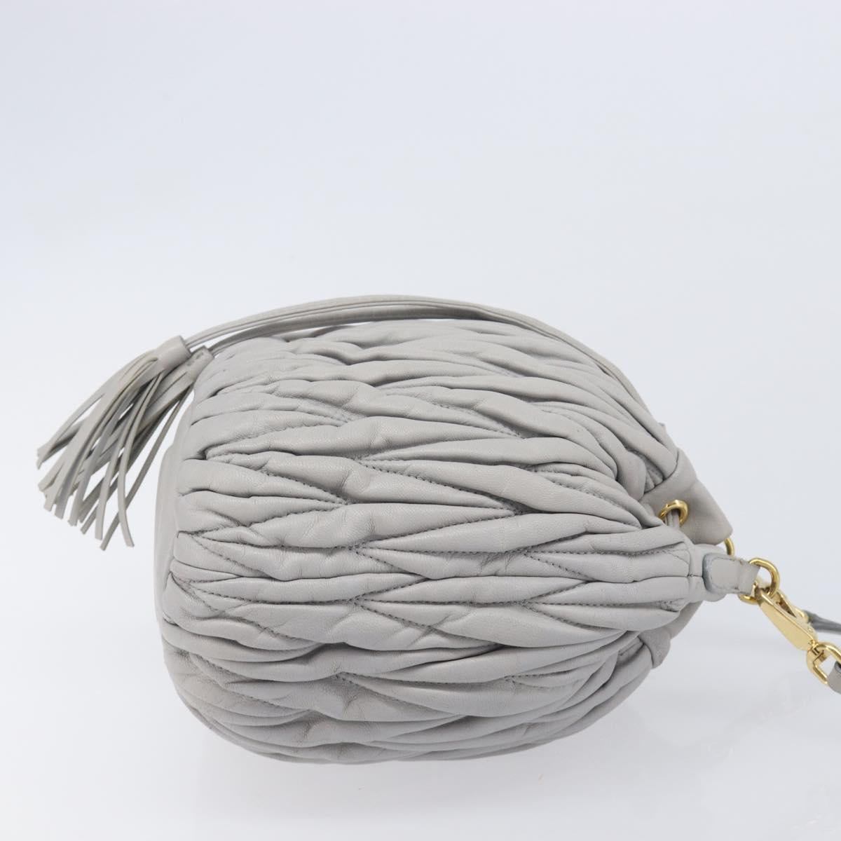 Miu Miu Matelasse Shoulder Bag Leather Gray Gold Auth 209919V