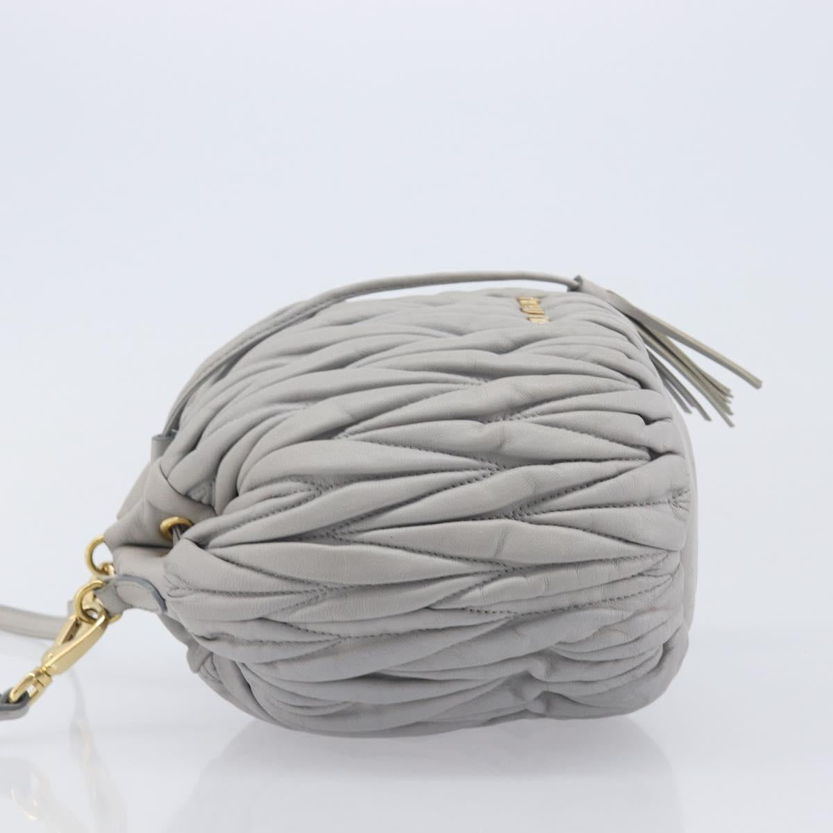 Miu Miu Matelasse Shoulder Bag Leather Gray Gold Auth 209919V