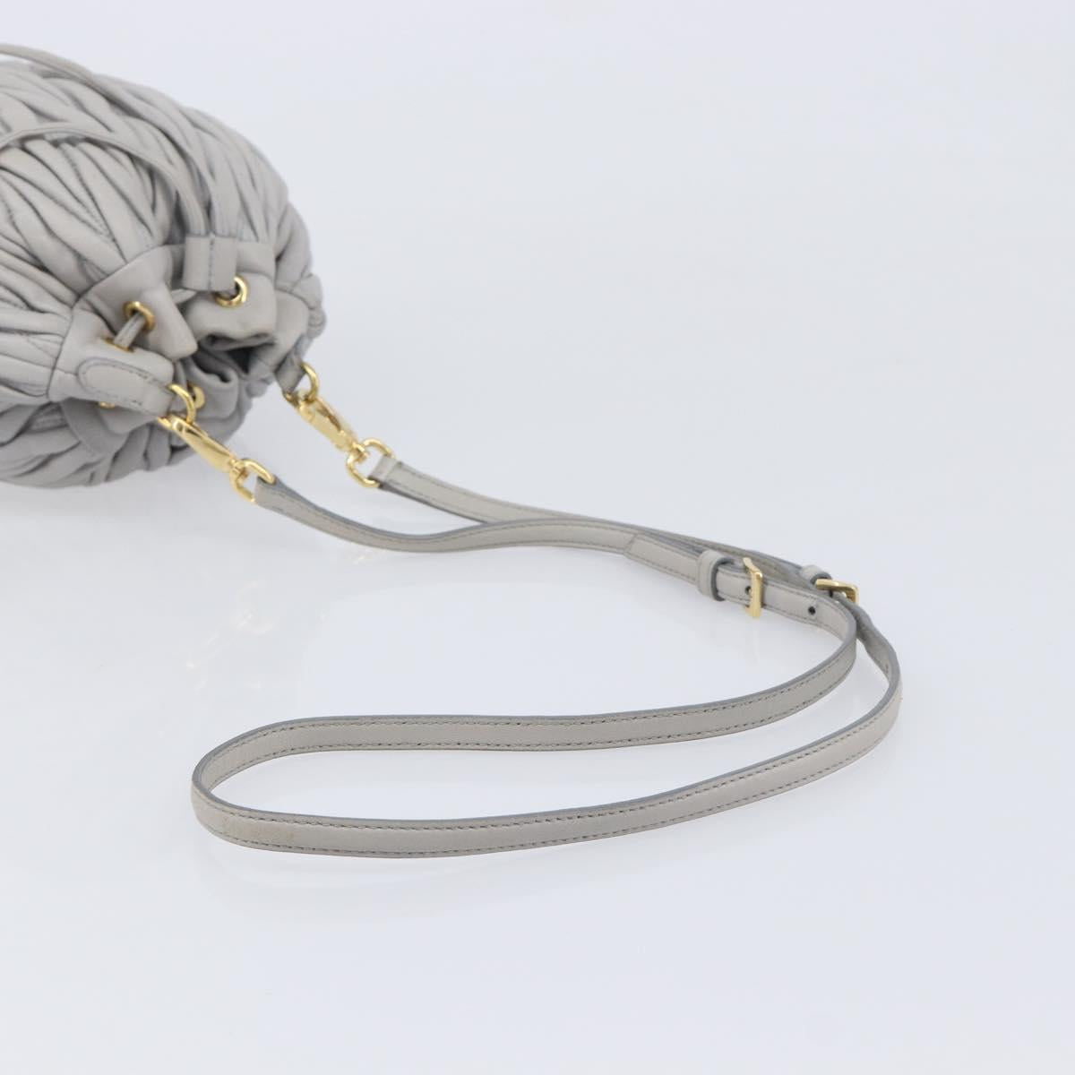 Miu Miu Matelasse Shoulder Bag Leather Gray Gold Auth 209919V