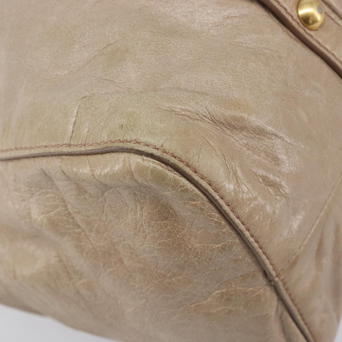 Miu Miu Hand Bag Vitellolux 2way Beige Gold Auth 209920A