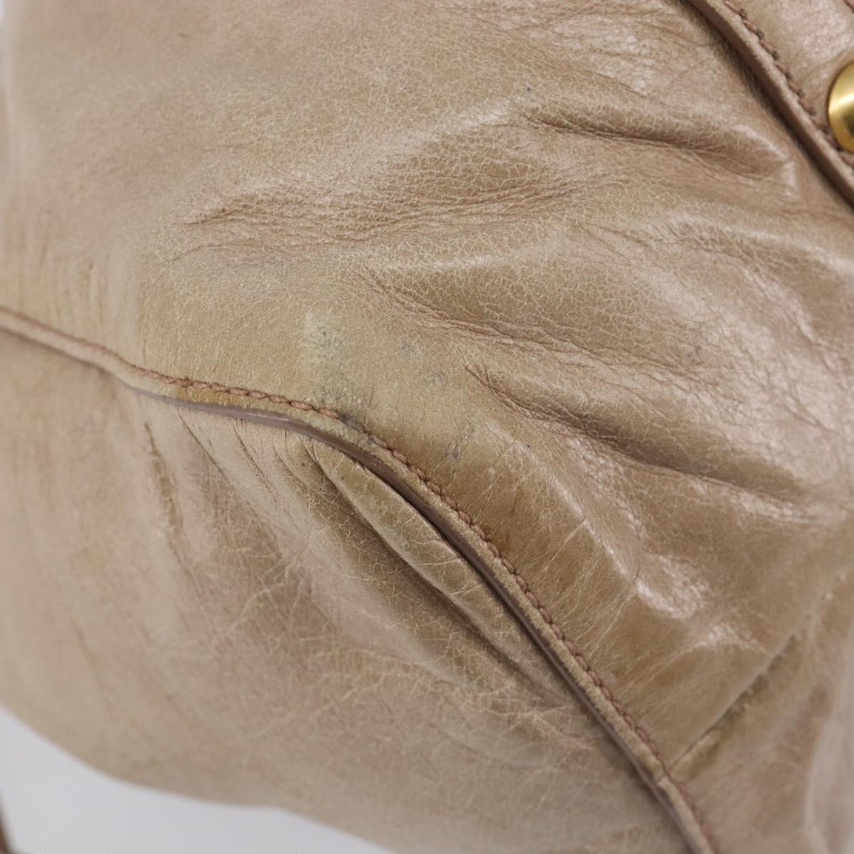 Miu Miu Hand Bag Vitellolux 2way Beige Gold Auth 209920A