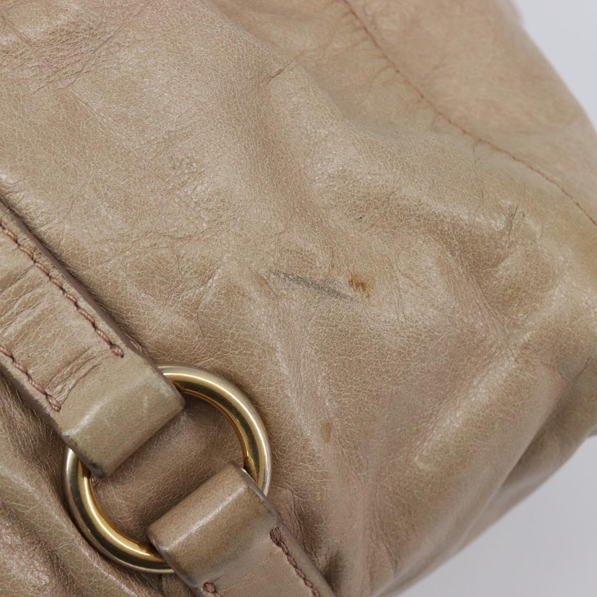 Miu Miu Hand Bag Vitellolux 2way Beige Gold Auth 209920A