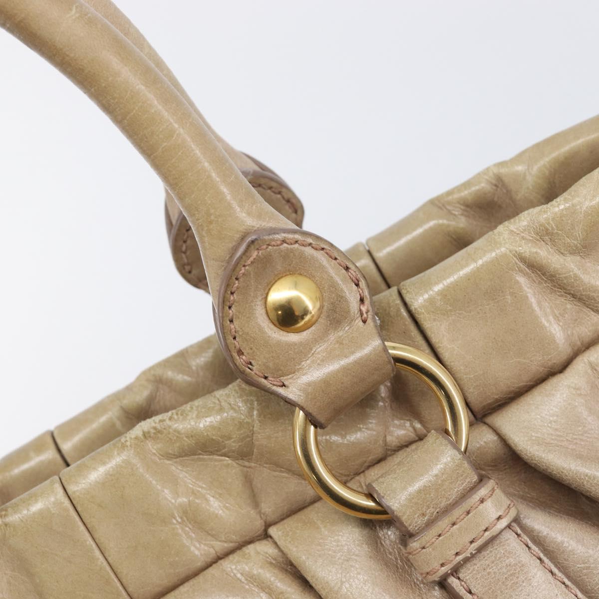 Miu Miu Hand Bag Vitellolux 2way Beige Gold Auth 209920A