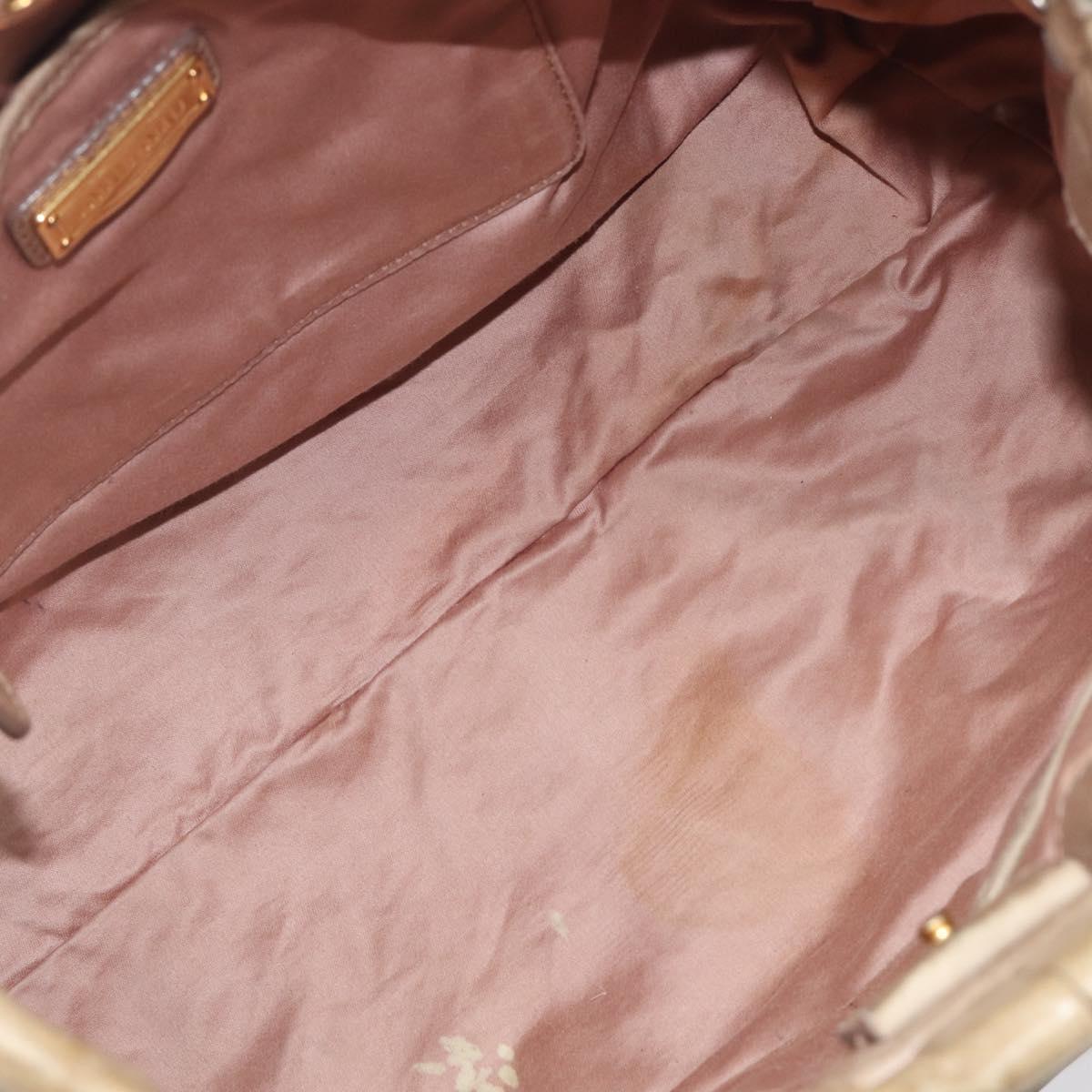 Miu Miu Hand Bag Vitellolux 2way Beige Gold Auth 209920A