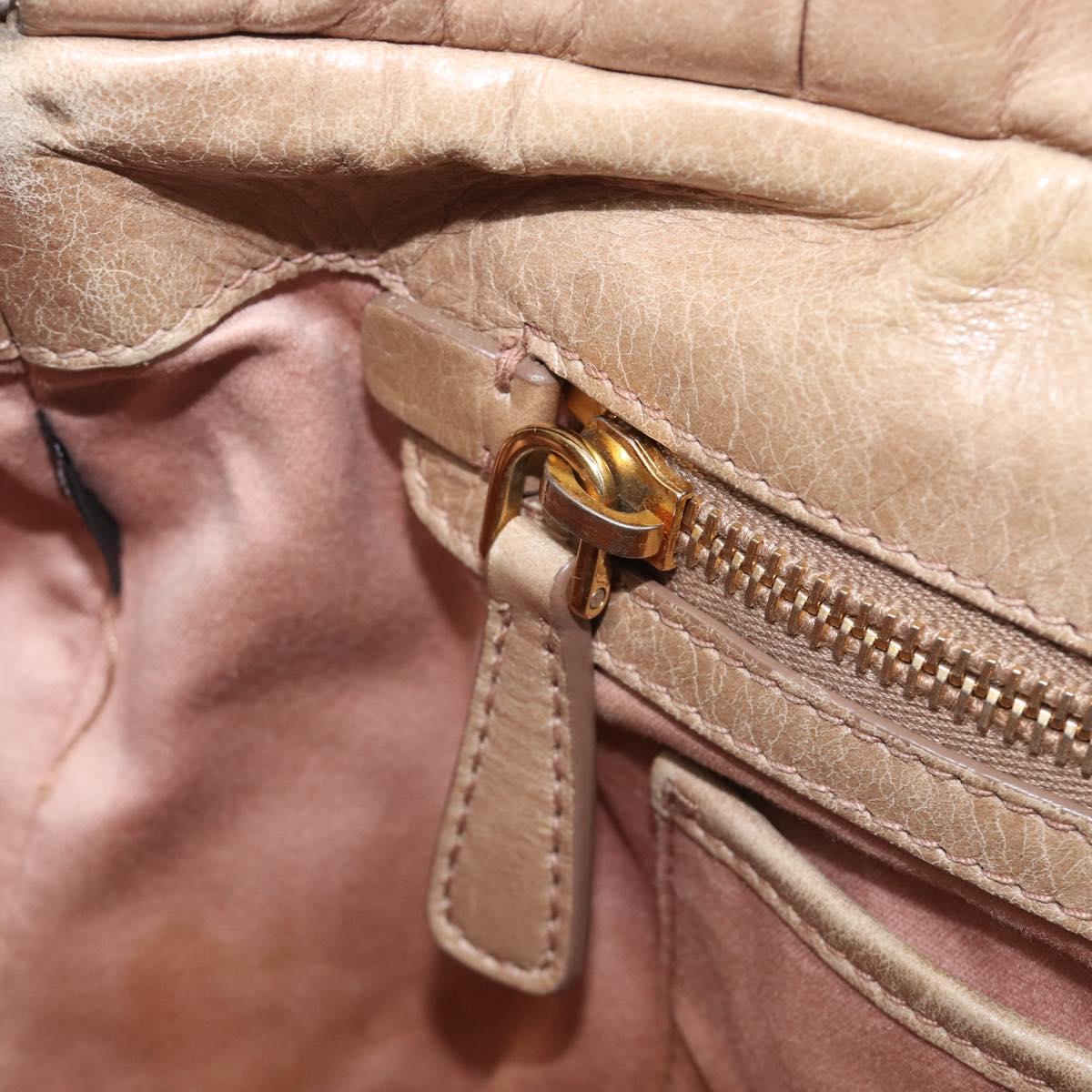 Miu Miu Hand Bag Vitellolux 2way Beige Gold Auth 209920A