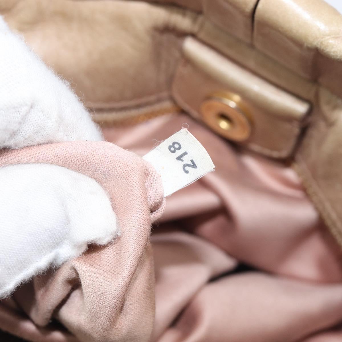 Miu Miu Hand Bag Vitellolux 2way Beige Gold Auth 209920A