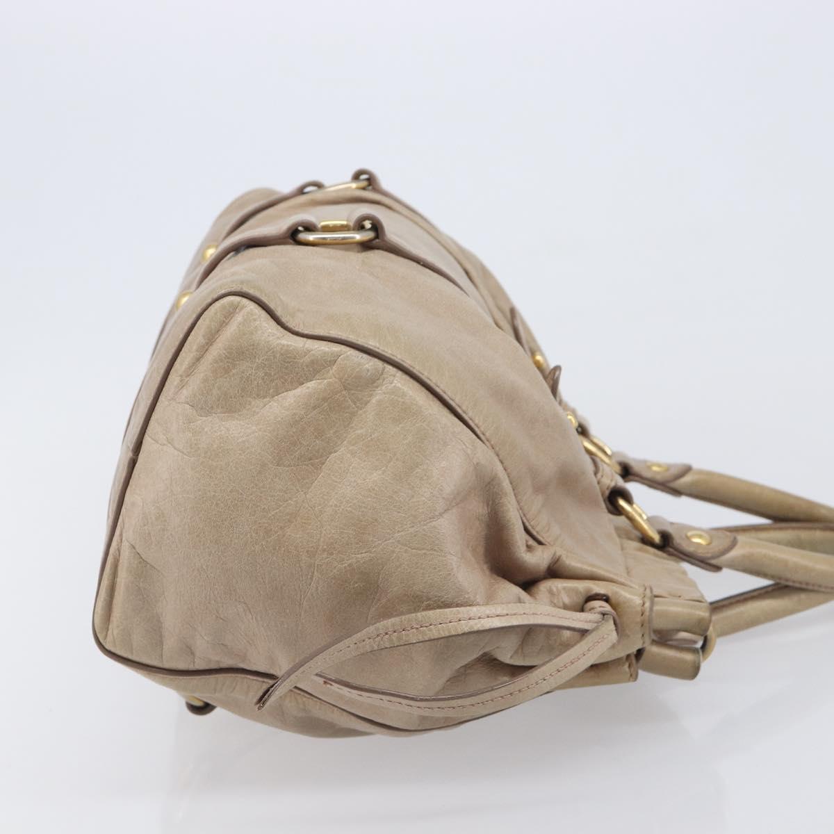 Miu Miu Hand Bag Vitellolux 2way Beige Gold Auth 209920A