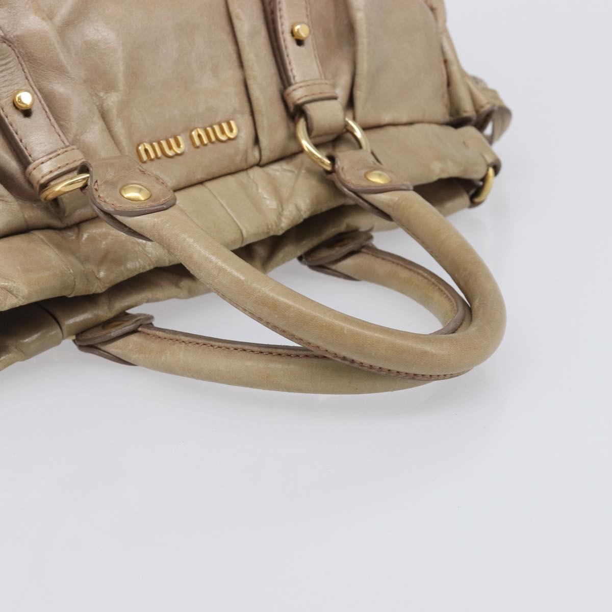 Miu Miu Hand Bag Vitellolux 2way Beige Gold Auth 209920A