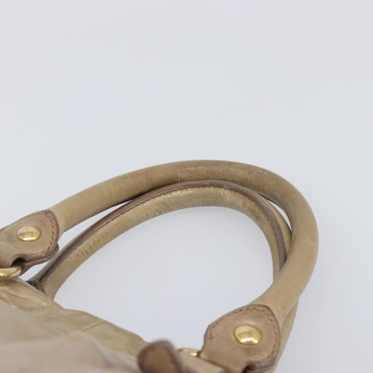 Miu Miu Hand Bag Vitellolux 2way Beige Gold Auth 209920A