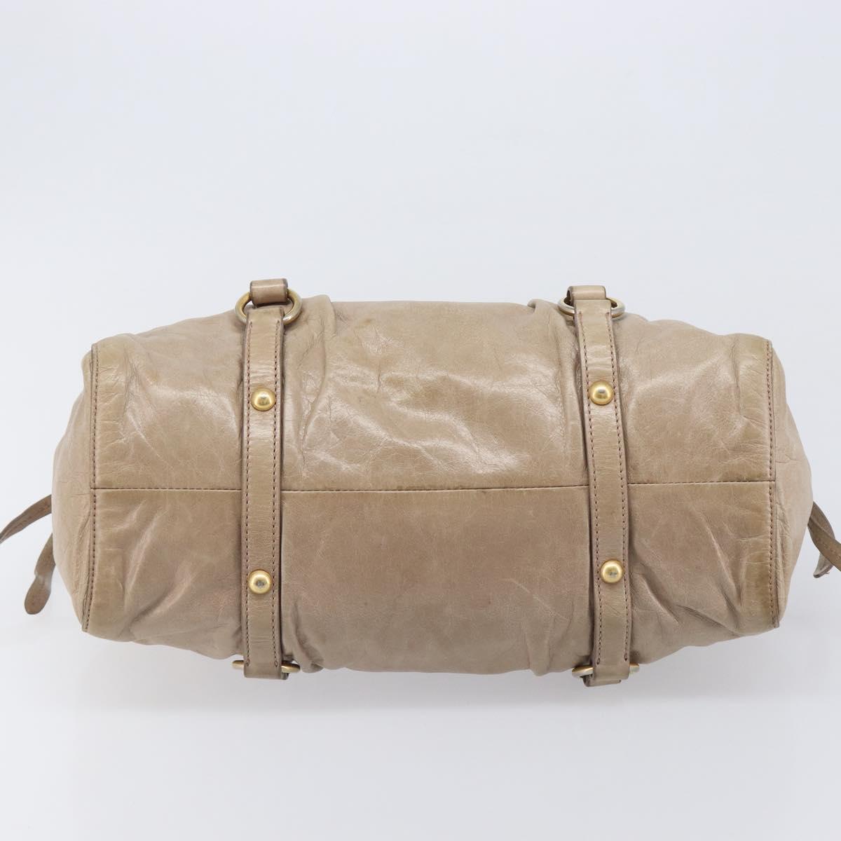 Miu Miu Hand Bag Vitellolux 2way Beige Gold Auth 209920A