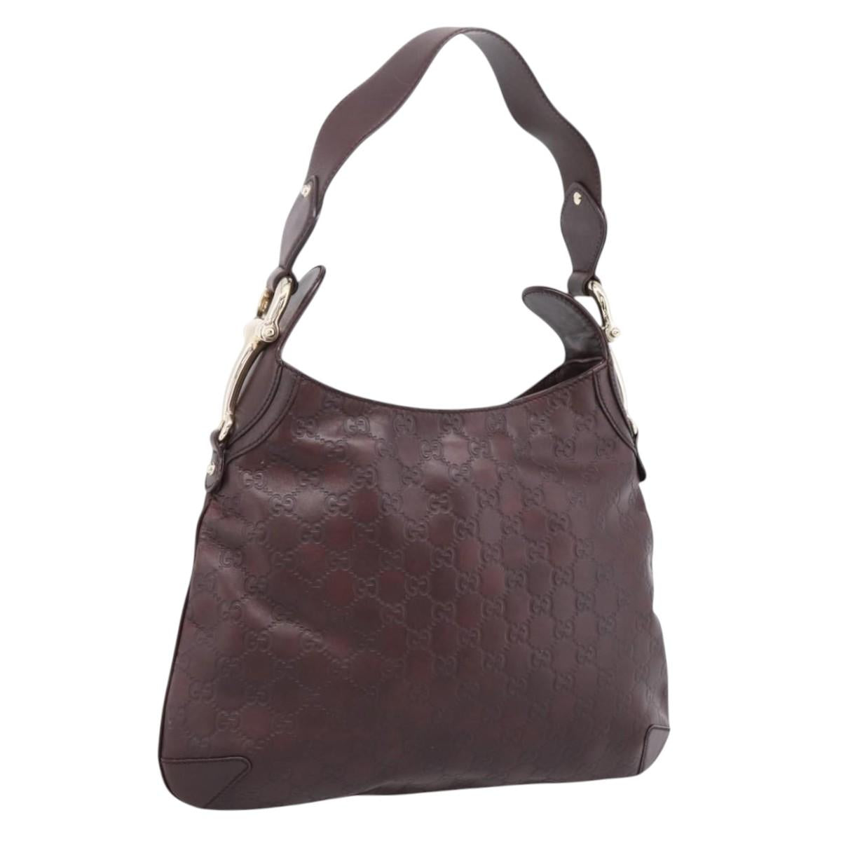 GUCCI GG Canvas Guccissima Shoulder Bag Leather Brown Gold 145826 Auth 209922V