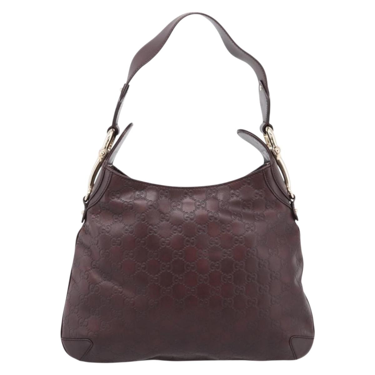 GUCCI GG Canvas Guccissima Shoulder Bag Leather Brown Gold 145826 Auth 209922V