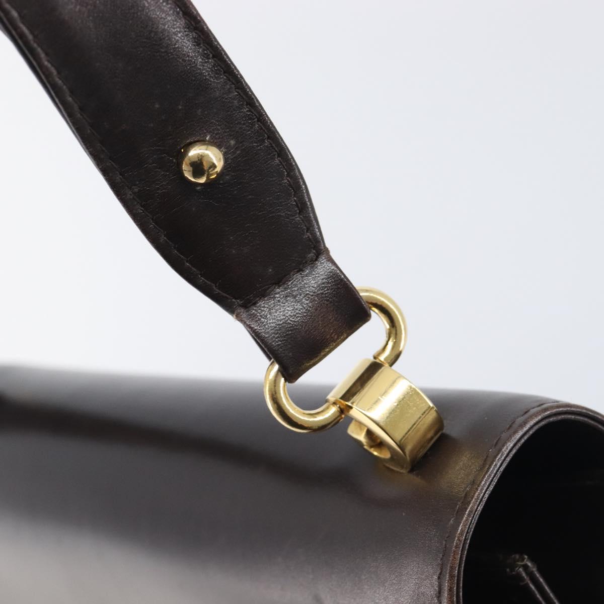 GUCCI Shoulder Bag Leather Brown Gold Auth 209924