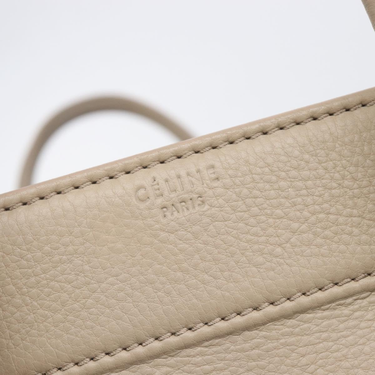 CELINE Luggage Phantom Hand Bag Leather Beige Gold Auth 209927A