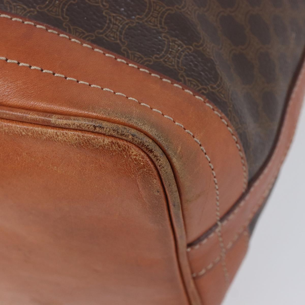 CELINE Macadam Canvas Shoulder Bag PVC Leather Brown Gold Auth 209928