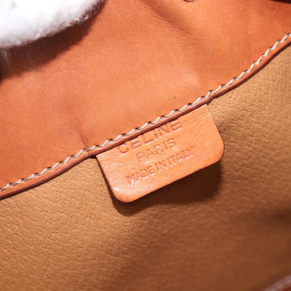 CELINE Macadam Canvas Shoulder Bag PVC Leather Brown Gold Auth 209928