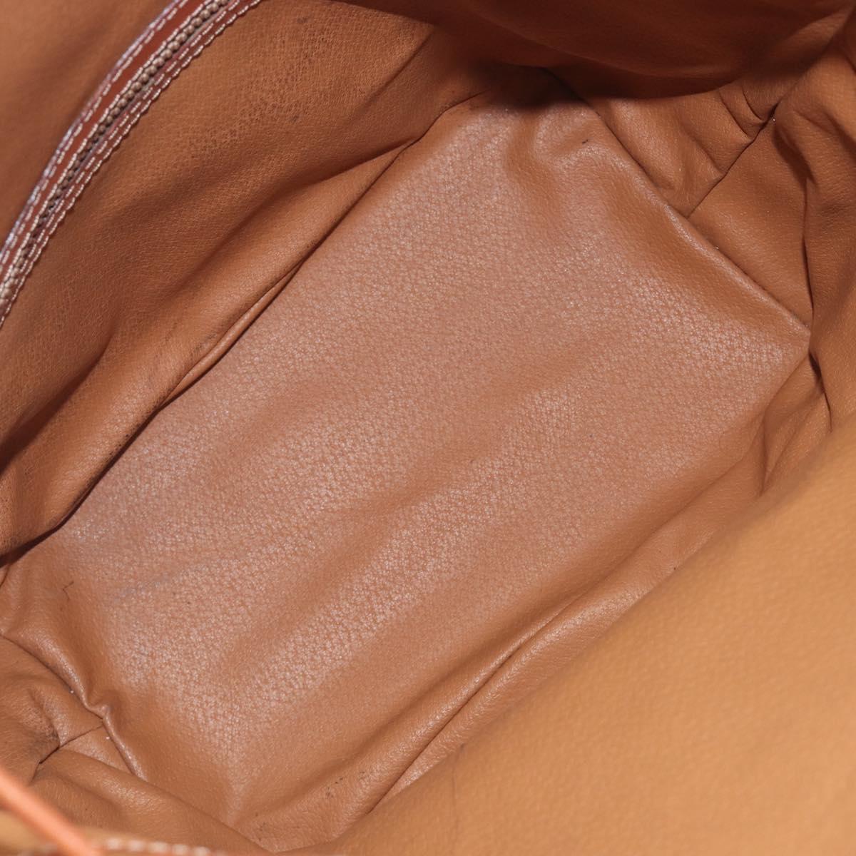 CELINE Macadam Canvas Shoulder Bag PVC Leather Brown Gold Auth 209928