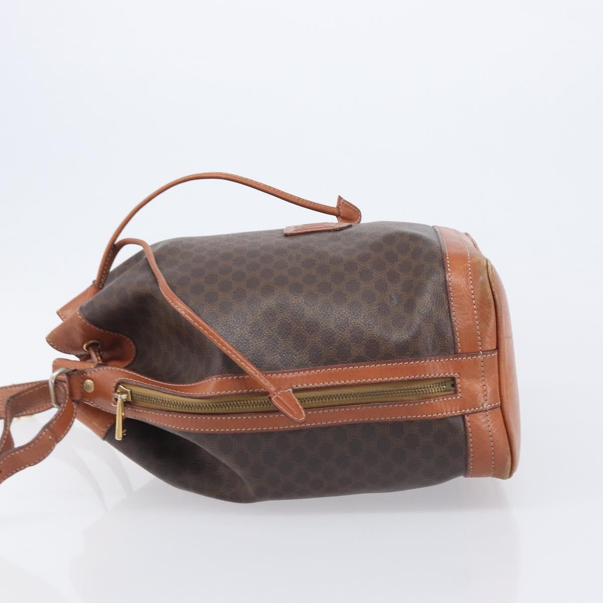 CELINE Macadam Canvas Shoulder Bag PVC Leather Brown Gold Auth 209928