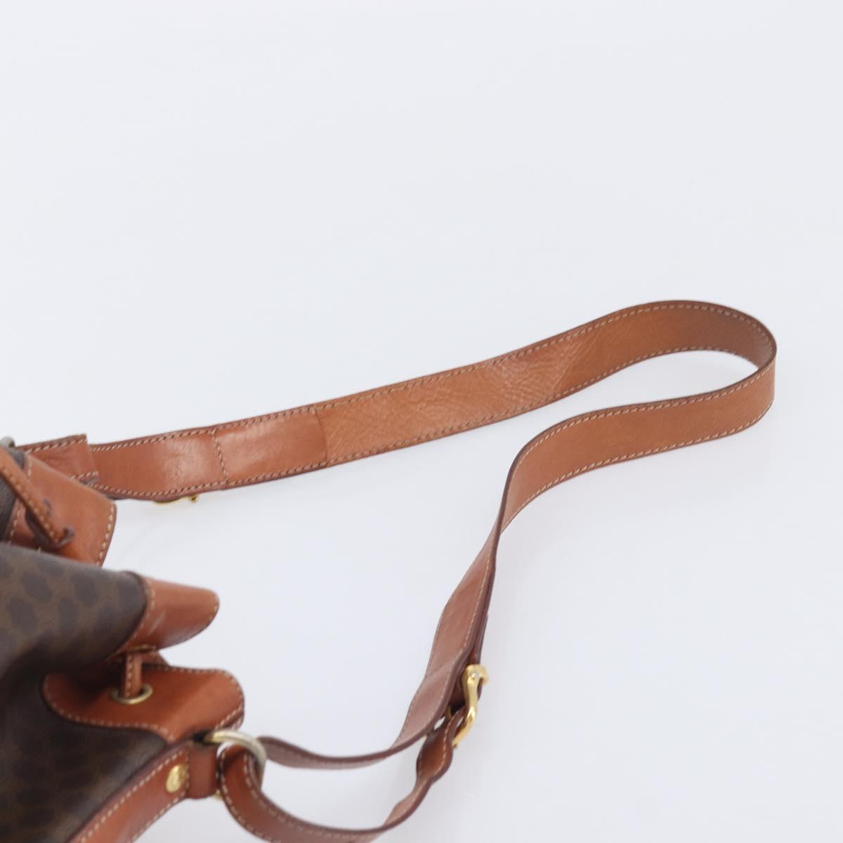 CELINE Macadam Canvas Shoulder Bag PVC Leather Brown Gold Auth 209928