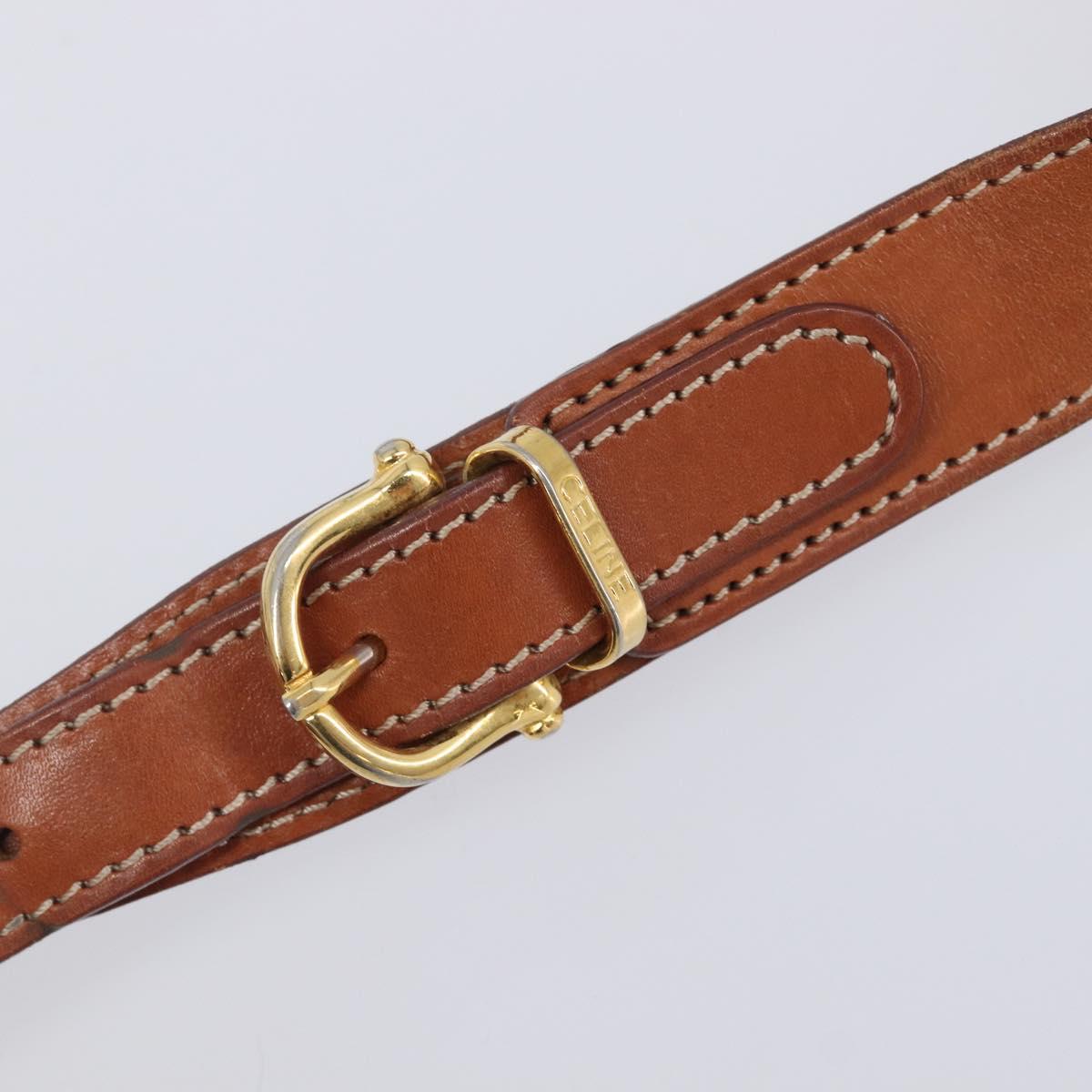 CELINE Macadam Canvas Shoulder Bag PVC Leather Brown Gold Auth 209928