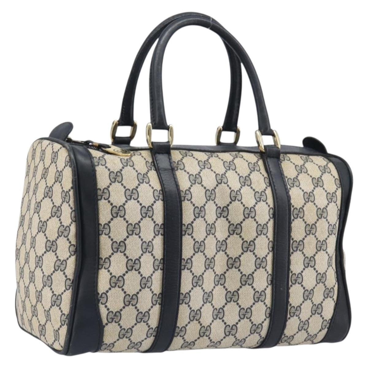 GUCCI GG Supreme Boston Bag PVC 2way Navy Gold Auth 209930