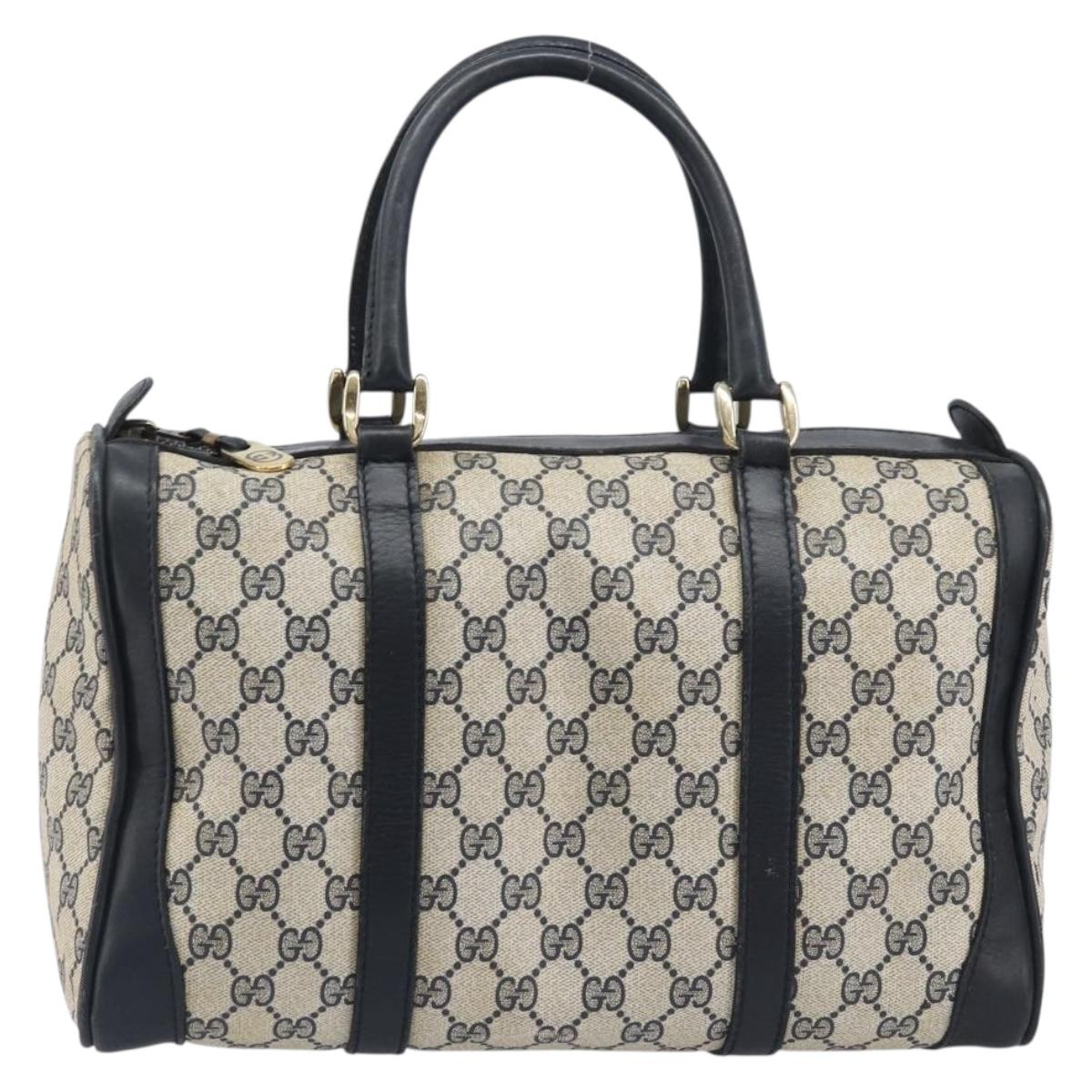 GUCCI GG Supreme Boston Bag PVC 2way Navy Gold Auth 209930