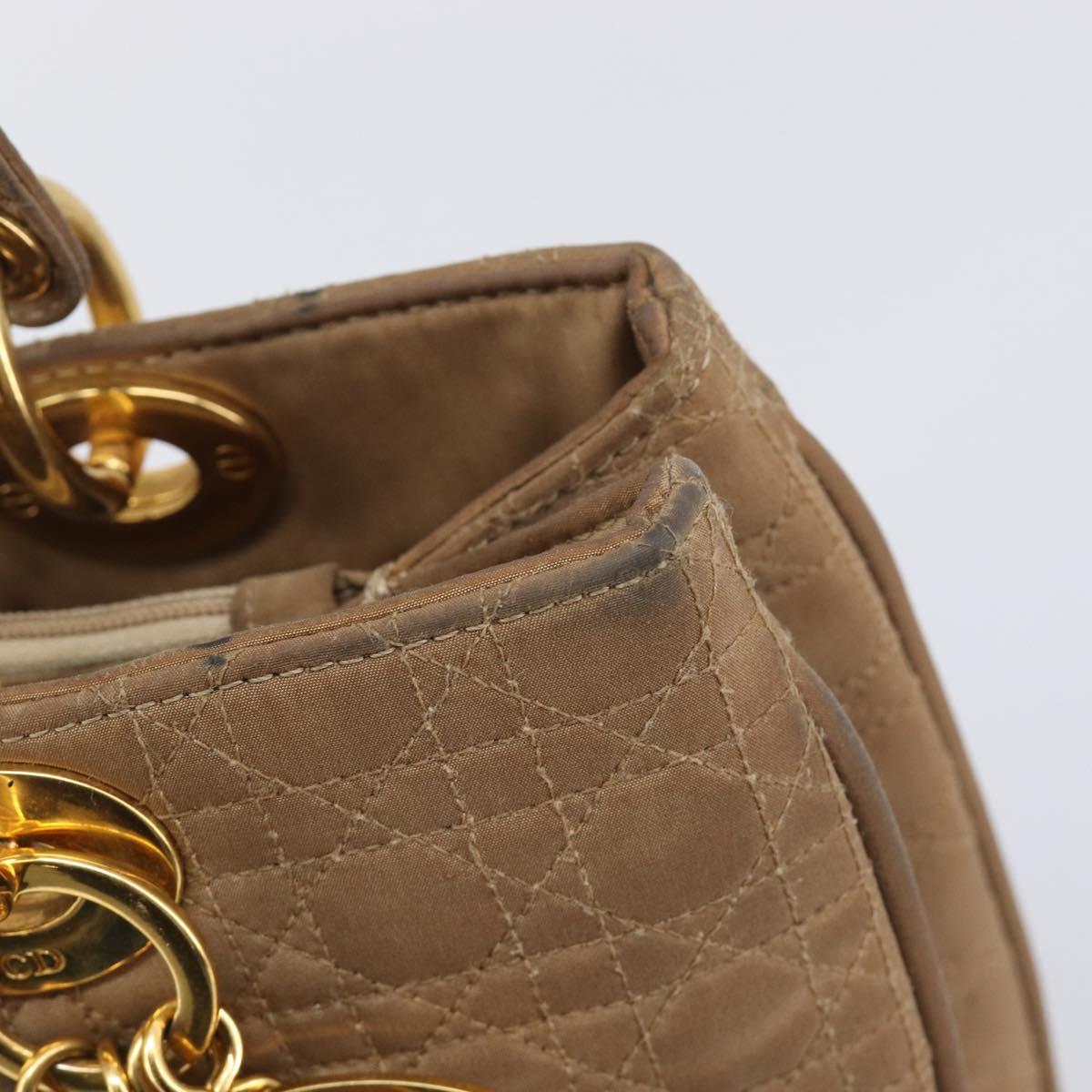 Christian Dior Canage Tote Bag Nylon Beige Gold Auth 209933