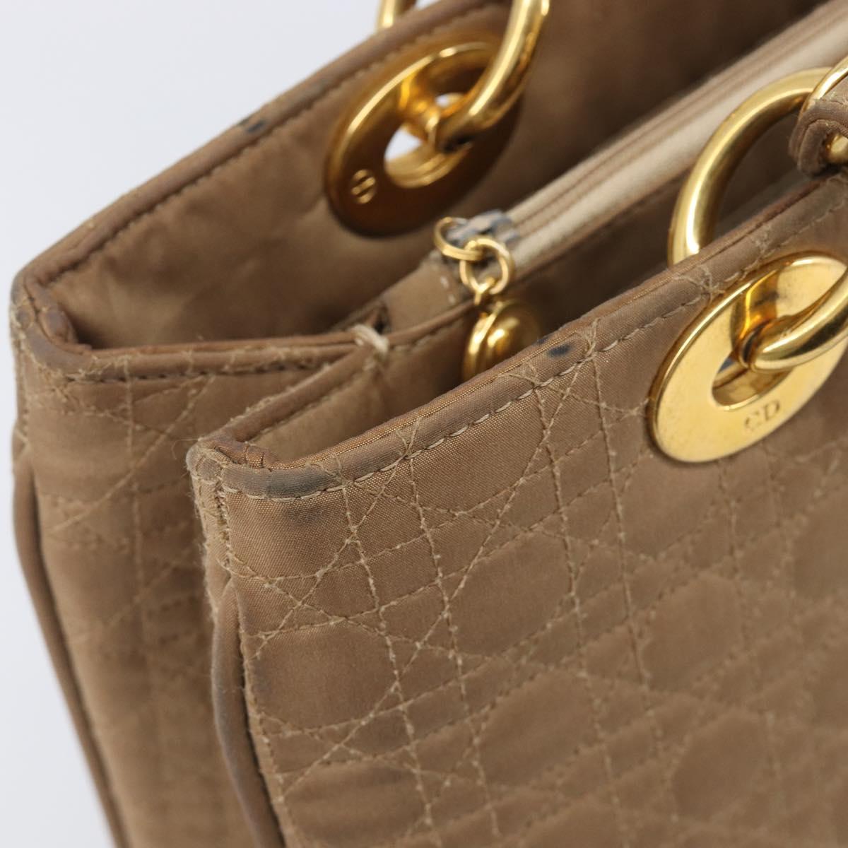 Christian Dior Canage Tote Bag Nylon Beige Gold Auth 209933